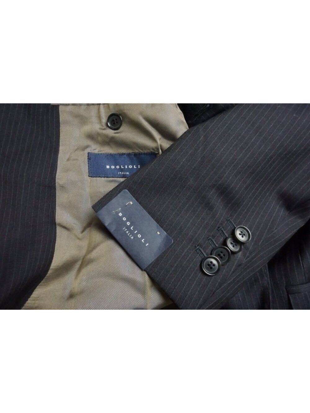 Boglioli Dark Blue Pinstriped 100% Wool Suit Jacket Pant 42R NEW